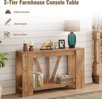 Tohomeor Console Table for Entryway, 47 Inches Narrow Sofa Table Behind The Couch, Farmhouse Wood Entry Table with Storage Shelves for Hallway Foyer Living Room, Rustic Wood Grain