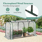 Mini Greenhouse, 47" x 22" x 24" Portable Greenhouse with Roll-Up Door, Ground Stakes, Metal Frame, Waterproof & Sun-Protective PE Cover, Small Green House for Outdoors & Indoors (White)