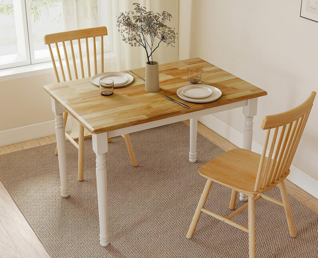 chairus 43" Wood Dining Table for 2-4, Rectangular Kitchen Table with Turned Leg, Modern Farmhouse Dining Room Table for Small Space Apartment Office Living Room Restaurant, Natural Tabletop