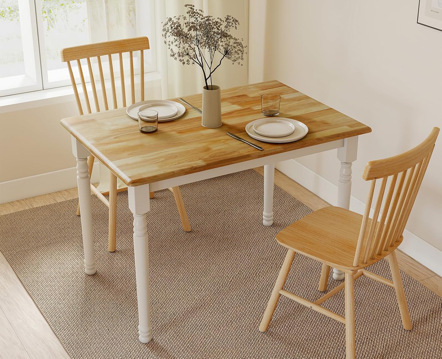 chairus 43" Wood Dining Table for 2-4, Rectangular Kitchen Table with Turned Leg, Modern Farmhouse Dining Room Table for Small Space Apartment Office Living Room Restaurant, Natural Tabletop
