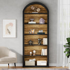 Tribesigns 6-Tier Black Arched Bookshelf, 77.16" Tall Arched Bookcase with Storage Shelves, Floor Standing Open Display Shelving Unit for Living Room, Bedroom, Home Office