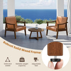 Yaheetech Accent Chair, Mid-Century Armchair with High Back Brown | Faux Leather Chair with Solid Wood Legs, Cozy Reading Leisure Chair for Living Room, Bedroom, Waiting Room