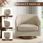 Swivel Barrel Accent Chairs Set of 2, Fabric Upholstered Armchair for Living Room, Comfy Bedroom Reading Seat, Light Brown