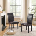 VECELO Upholstered Dining Chairs Set of 6, Modern PU Leather Accent Parsons, Solid Wood Legs w/Rubber Footpads, for Living Room Kitchen, Coffee
