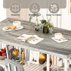 DKLGG 3 Piece Dining Table Set for 2,Kitchen Island with Seating & Storage,Industrial Bar Table and Chairs Set,Space-Saving Pub Table Set for Small Space (Grey)