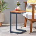 Merax 19 Inch Side Table C-Shaped End Table Small Side Table for Couch, Sofa Table, Small Spaces, Living Room, Bedroom, Black with Blue