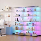Dystler 6-Tier Glass Display Cabinet, RGB LED Lights for Collectibles
