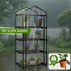 Outvita Mini Greenhouse, Small PVC Plant Green House with 4 Tiers Rack, Shelf Clips, Roll-up Zipper Door, Gardening Supplies for Indoor Outdoor Seedling Frost Protection, 27"x19.6"x63" Transparent