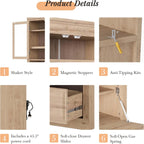 78” Kitchen Cabinet Pantry, Food Storage Cabinet with 3 Drawers, Adjustable Shelves & Power Outlet, Food Pantry for Kitchen Dining Room, Easy Assembly (Natural)
