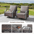 Belord Outdoor Swivel Rocker Patio Chairs of 2, Patio Conversation Glider Set with Wide Metal Armrests, Handwoven Rattan Bistro Set for Backyard, Garden, Luxury Patio Furniture for Indoor (Grey)