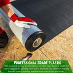 Farm Plastic Supply - Crawl Space Vapor Barrier - 10 Mil - Black Vapor Barrier, Thick Plastic Sheeting, Heavy Duty Polyethylene Film, Drop Cloth Covering for Crawlspace, Basement (10' x 100')