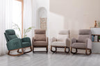 Rocking Chair,Nursing Chairs with Foot Rest for Mom, Rocker Glider Chair with High Backrest for Living Room, Bedroom, Upholstered Lounge Chair with Solid Wood Base for Relaxin (Beige)