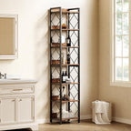 LITTLE TREE Corner Book Shelf, 78.7" Tall Narrow Bookcase, 7-Tier Skinny Wooden Display Shelves with Sturdy Metal Frame for Living Room, Modern Slim Standing Bookshelves for Office Shelf, Small Spaces
