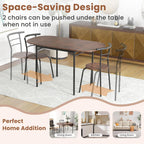 Giantex 3-Piece Dining Table Set for 2, 55-inches Drop Leaf Kitchen Table with Dining Chairs, Metal Frame, Space-Saving Breakfast Nook Set for Small Space, Dinner, Dinette, Apartment, Dorm Room