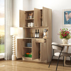 71" Tall Kitchen Pantry Cabinet,Sideboard Buffet Cabinet with 6 Doors and Shelves,Kitchen Island with Microwave Stand,Kitchen Hutch Storage Cabinet with 1 Drawer for Kitchen,Kitchen Cabinet (Oak)