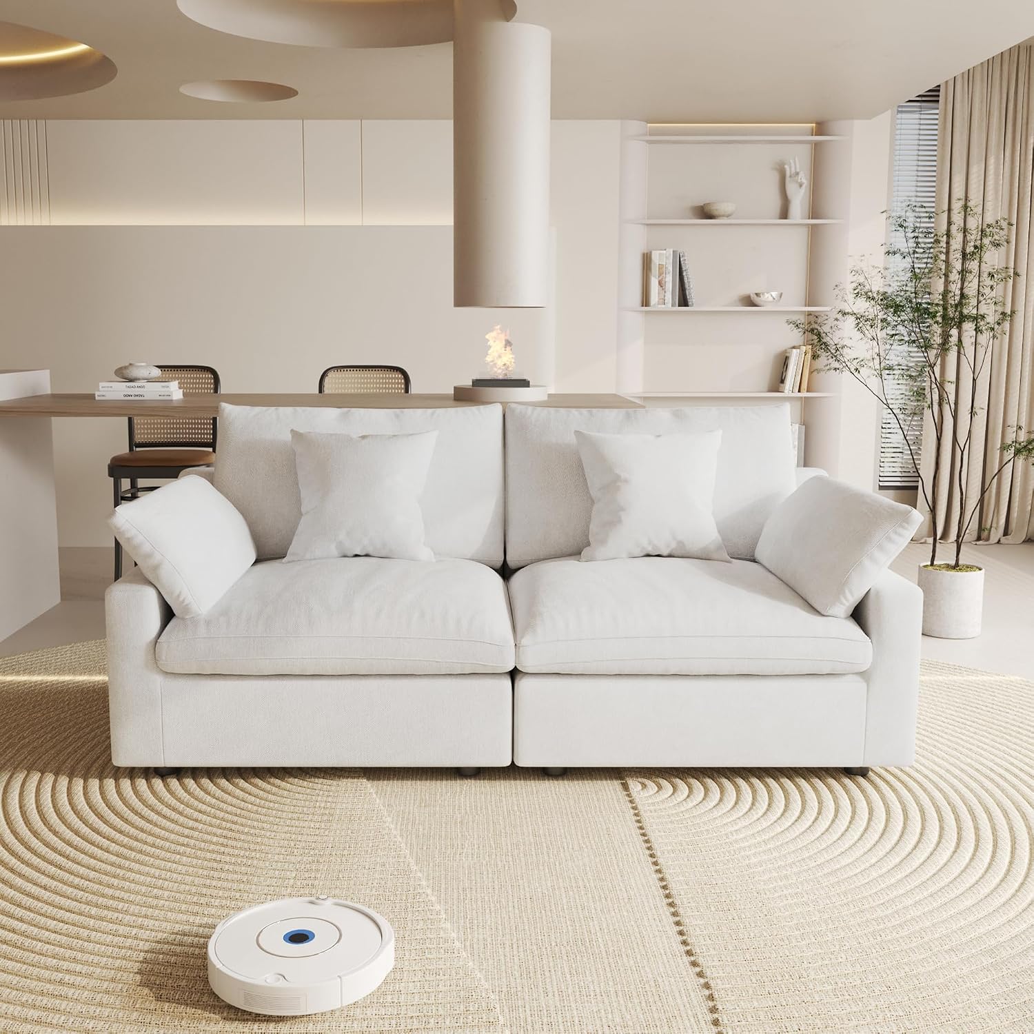Cloud Couch Modular Sectional Sofa,82.68" Oversized LoveSofa, Down Filled Convertible Wide Seater for Living Room Set, Covers Washable&Replaceable,White