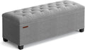 SONGMICS Storage Ottoman Bench, Foot Rest with Legs, Load up to 661.4 lb | End of Bed Bench, Storage Chest, 43.3 x 15.8 x 15.8 Inches, Dove Gray and Ink Black, MELISA Collection ULSF088G02