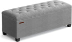 SONGMICS Storage Ottoman Bench, Foot Rest with Legs, Load up to 661.4 lb | End of Bed Bench, Storage Chest, 43.3 x 15.8 x 15.8 Inches, Dove Gray and Ink Black, MELISA Collection ULSF088G02