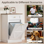 YESHOMY Tilt Out Trash Can Cabinet, 10 Gallon Garbge Can Cabinets, Wooden Hidden Laundry Hamper with Drawer, for Kitchen, Dining Room, Living Room (White)