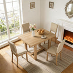 leovanni Rectangle Dining Table Set of 4, 48" Rectangle Kitchen Table and Upholstered Chairs Set for Kitchen, Dining Room, Apartment, Natural