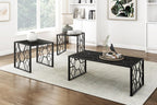 3-Piece Occasional Table Set with Marble-Print Glass Top | Includes 1 cocktail table and 2 end tables with fluted glass top