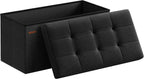 SONGMICS 30 Inches Folding Storage Ottoman Bench, Load 660 lb | Ottoman Foot Rest, Storage Chest, for Living Room, Entryway, Ink Black, MINOTA Collection ULSF047B01