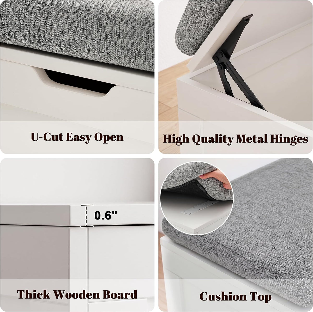 63” Breakfast Nook Bench, L Shaped Storage Bench with Cushion, White | Corner Bench for Kitchen Dining Room and Entryway, Space Saving Kitchen and Dining Nook Bench, Farmhouse Style
