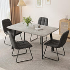 46.5" Modern Grey Dining Table Set for Small Spaces, 5-Piece Set with Rectangular Table & 4 Padded Leather Chairs, Compact, Sturdy & Easy to Assemble (Table + 4 Black Dining Chairs, 46.5")