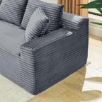 ERYE 127" U-Shaped Cloud Sectional Couch Oversized Modular Compressed Sectional Sofa with Ottoman Chaise Lounges & Console, Plush Corduroy Symmetrical Sofa, Grey