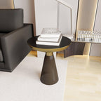 LeisureMod Side Table, Mid-Century Modern Accent End Table with Round Tempered Glass Top & Brushed Gold Iron Pedestal Base, for Small Spaces, Living Room, Coffee, Bedroom, Hyalus Collection in Smoke