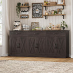 HOSTACK 71"W Farmhouse Kitchen Sideboard Buffet Cabinet with Storage, Brown