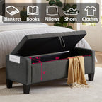 Aoowow Linen Bedroom Ottoman Bench with Storage,Tufted Bed End Storage Benches,45" Mid Century Modern Bench with Seating and Storage for Entryway,Living Room,Window,Bedside (Dark Grey, 45")