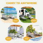 Yaheetech 26.4" Outdoor Folding Tanning Chair 5-Position Adjustable, Gray | Waterproof Texteline Fabric, 300lb Weight Capacity, Side Storage Pocket for Beach Patio Backyard Outdoor Use