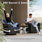 Outdoor Furniture Swivel Chair, Patio Glider Wicker Rocker Seating with Cushions for Porch Deck Balcony (Blue)