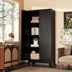 61"H Black Pantry Kitchen Cabinet with Doors,Black Storage Cabinets,Freestanding Pantry Cabinet,Farmhouse Food Storage Cabinets,Tall and Large Pantry Cabinets for Kitchen, Dining Room, Living Room