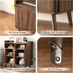 Decofy 39" Buffet Sideboard Cabinet, Mid Century Modern Console Cabinet with Roller Shutter Sliding Doors & Adjustable Shelves for Kitchen Cabinets, Living Room, Entryway, Coffee Bar Cabinet (Walnut)