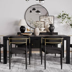 Baysitone Dining Chairs Set of 2 Mid-Century Modern Upholstered Boucle Dining Room Chairs Open Back Curved Backrest Black Metal Legs Gold Armchairs for Kitchen Living Room, Black(Only Chairs)