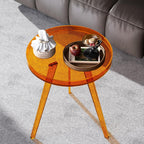 Clear Acrylic Side Table, Round End Table Bedside Table for Living Room Bedroom (Orange)