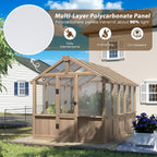 Mupater 6'x10' Wooden Greenhouse for Outdoor, Heavy Duty Green House Kit with Ventilated Window and Lockable Door, 6mm MWPC Panels for UV Protection, Walk-in Greenhouse for Backyard, Patio, Lawn