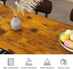 Lamerge Bar Table Set for 4 Kitchen Table and Chairs Set, Industrial Dinner Table with 4 PU Upholstered Stools Kitchen Pub Table for Kitchen, Space Saving, Restaurant (Rustic Brown and Black)