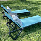 Domi Aluminum Pool Lounge Chair Outdoor Set of 2 Chaise Lounge Outdoor | Wheels, Adjustable, Textilene, Turquoise Blue, All Weather, Poolside, Backyard, Patio, Deck, Outside