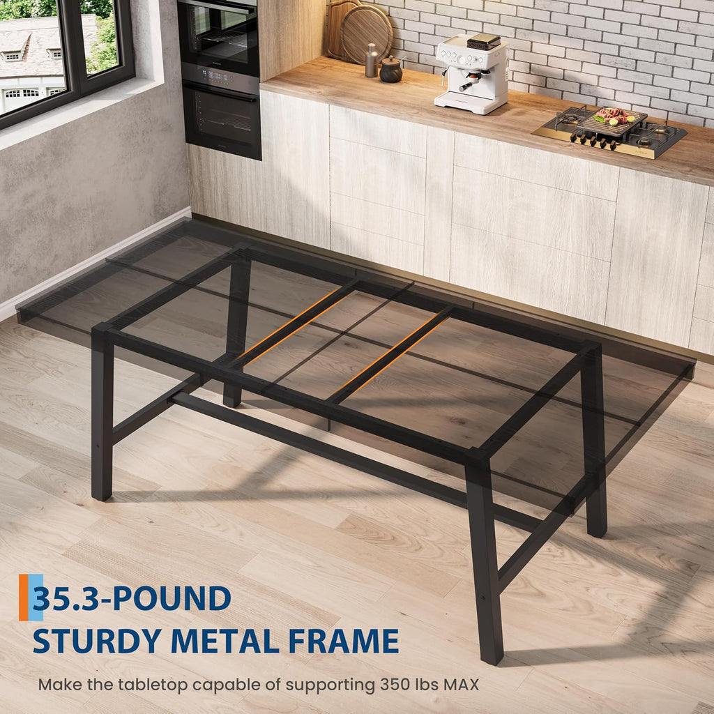 Garvee Industrial Dining Table for 6-8, 78.74" Extra Long Rectangular Kitchen Table with 2"×2" Metal Legs & Wood Top, Large Dining Table for Dining Room, Home Office, Black