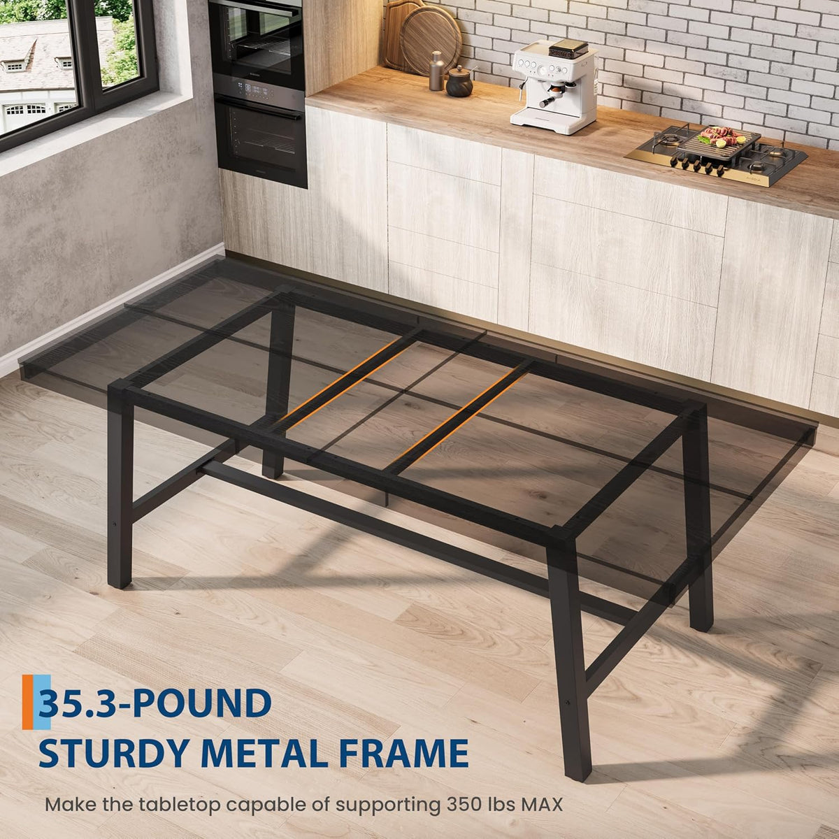 Garvee Industrial Dining Table for 6-8, 78.74" Extra Long Rectangular Kitchen Table with 2"×2" Metal Legs & Wood Top, Large Dining Table for Dining Room, Home Office, Black