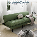 Ribilake 2 Sets 70" Futon Sofa Bed, 4 in 1 Multi-Function Couch Sleeper with Adjustable Backrest, Modern Convertible Futon, Recliner Small Loveseat for Living Room, Green