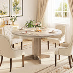 Round Dining Table for 4-6 People,Circle Dining Table, 47 Inch Farmhouse Kitchen Table with Sturdy Pedestal Base,Finish Circle Table for Dining Room, Living Room, Apartment