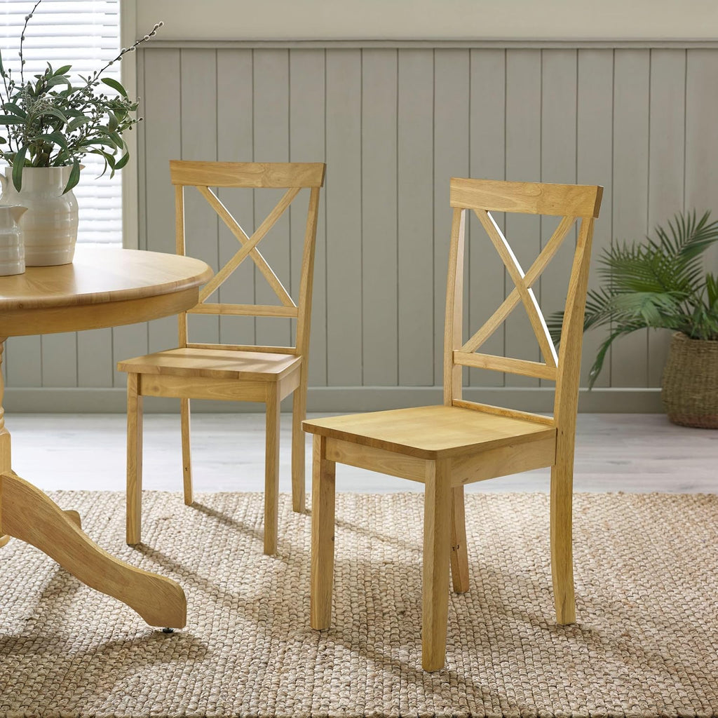 Furniturebox UK Bude Round Wooden Dining Table & 4 Millford Chairs (Oak-Effect & 4 Millford Chairs)