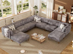 Cloud Sectional Couches for Living Room,Modular Sectional Sofa,Grey | Extra Deep 9 Seater,Oversized Couches With 2 Ottoman,Solid Wood Leg,Large Sofa for Big Space,Office,Apartmen