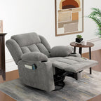 Ketaiyou Rocker Swivel Recliner Chair for Adults, Overstuffed Large Manual Recliner Glider with Massage and Heat, Comfy Soft Fabric Living Room Reclining Sofa Chair (Lime Gray1)