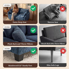 KYJ Loveseat Sofa, Cloud Love Seat Couch 3 Layer Cushion for Small Spaces | 50" Chenille Small Sofa, 27" Deep Seat, 2 Washable Pillow, in a Box for Bedroom & Living room, Singles, Couple & Kid, Blue