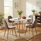 FurnitureR Dining Table Oval 47.2 Inch for 4-6 Person, Stylish Leisure Table Functional Table with Wooden Legs for Home Kitchen, Cafés, Small Places, White
